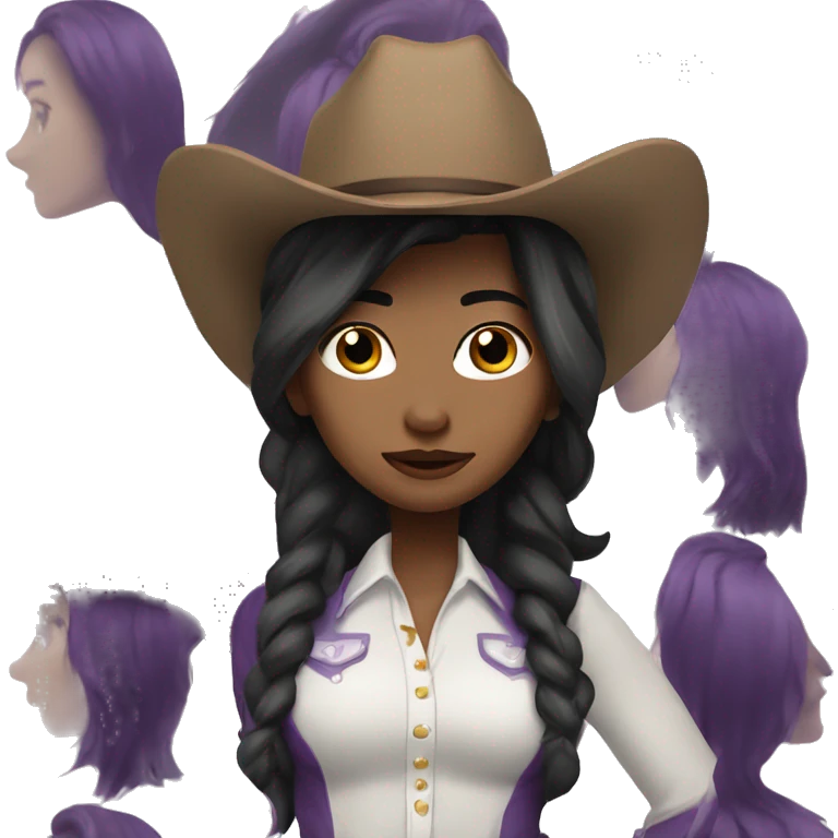 Cowgirl wearing purple black hair and white skin emoji