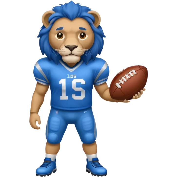 full blue color lion, wearing american football jersey emoji