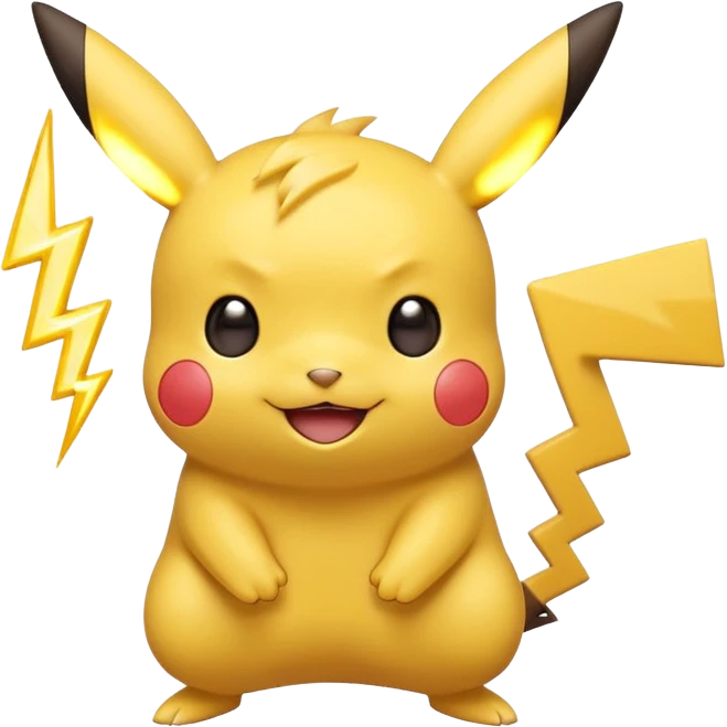 cute Pikachu Pokémon winking and holding a tiny lightning bolt emoji