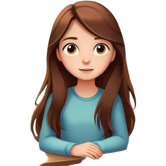 Girl with long brown hair looking out a window with sunbeams and houseplants around her in the background cartoon style  emoji