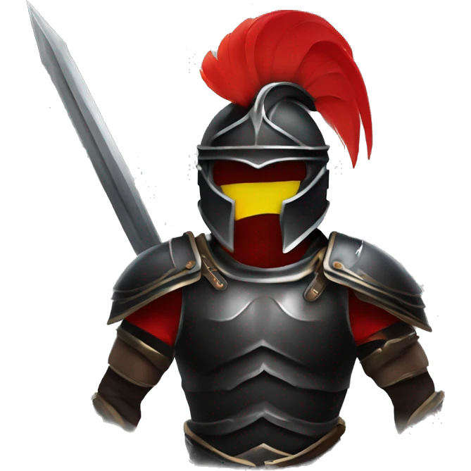 Fantasy spartan warrior male wearing detailed black armor with a red plumed helmet
 emoji