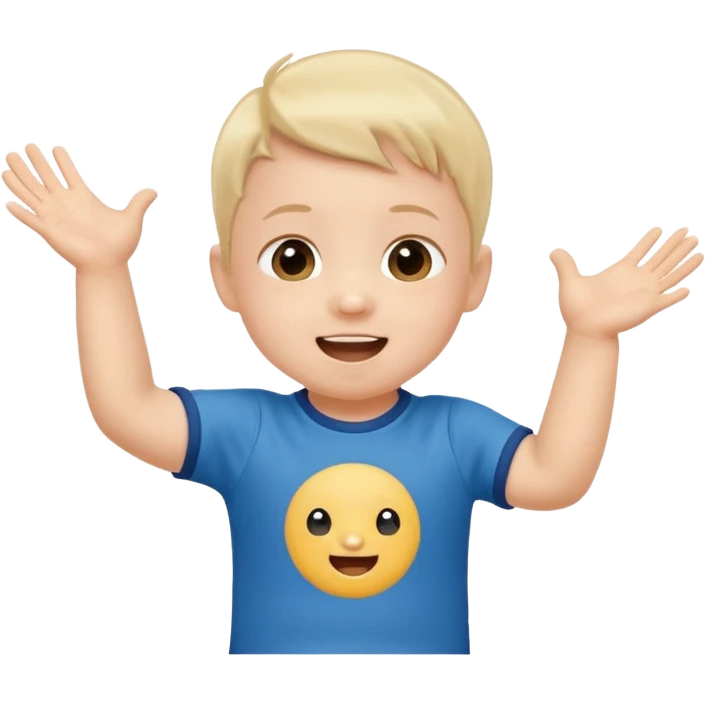 A toddler with a tiny jersey shirt, clapping with adorable enthusiasm jumping emoji