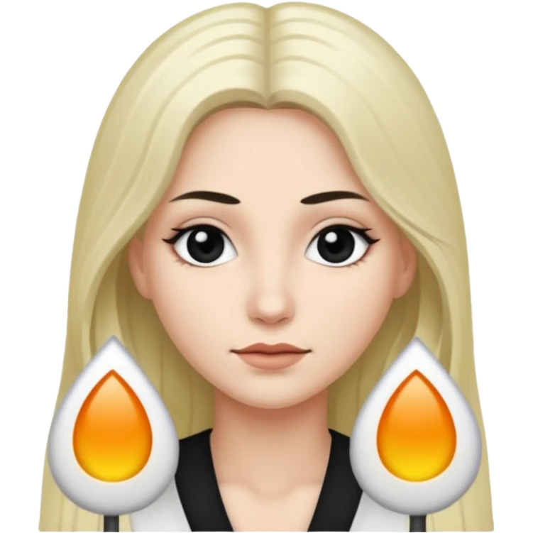 hair long normal hair with black eyes, and white skin emoji