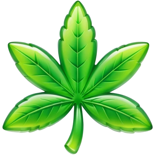 generate an emoji-style image of a juicy gummy shaped like a marijuana flower emoji