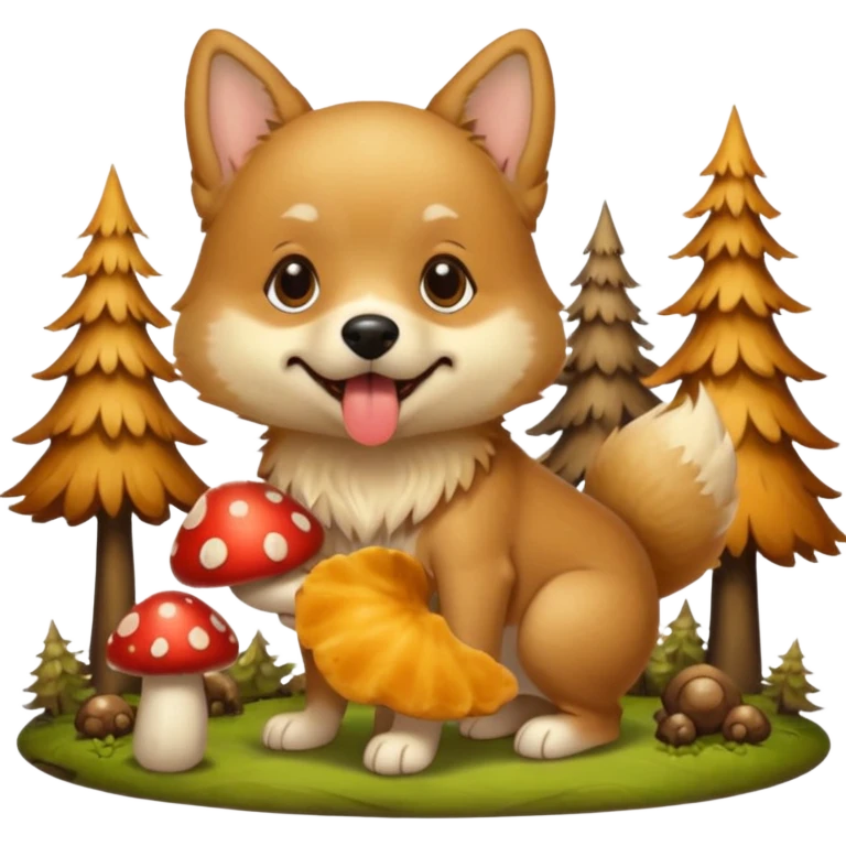 Собака с грибом в пасти emoji