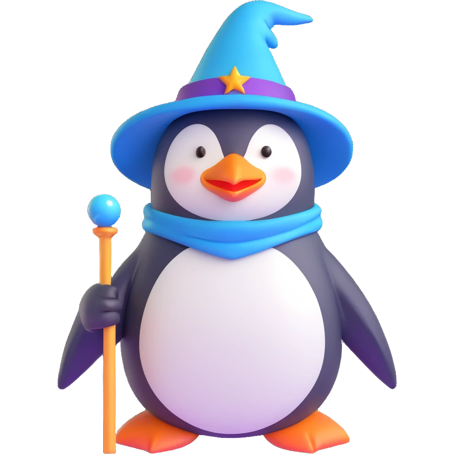 A penguin wizard emoji
