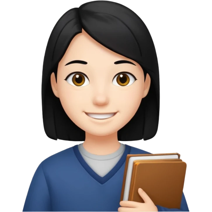 ESTUDIANTE CON CABELLO NEGRO emoji