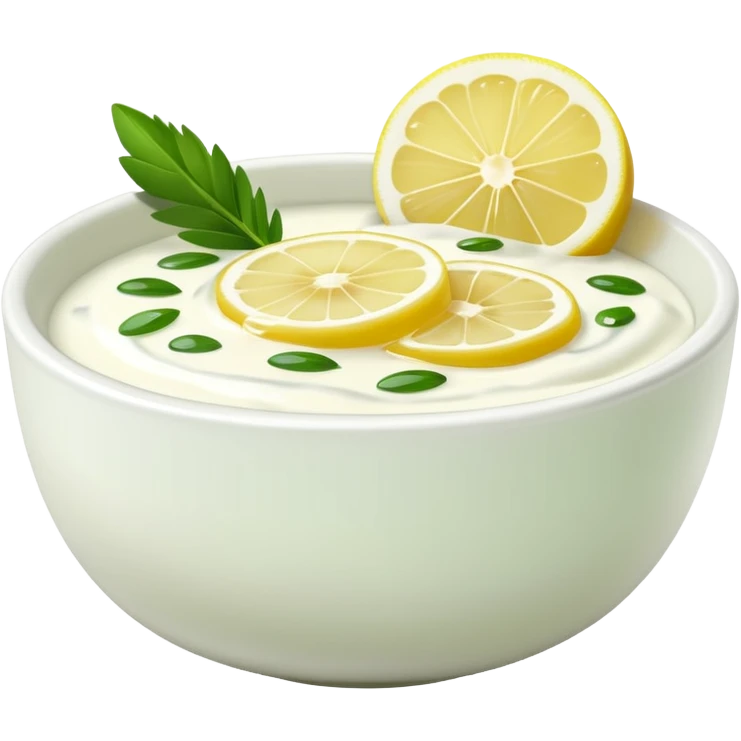 yaourt avec du citron, des herbes, du miel et de l'huile d'olive emoji
