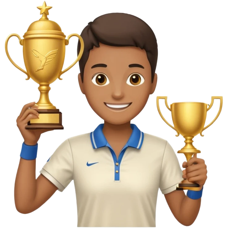Tennis champion with trophy emoji