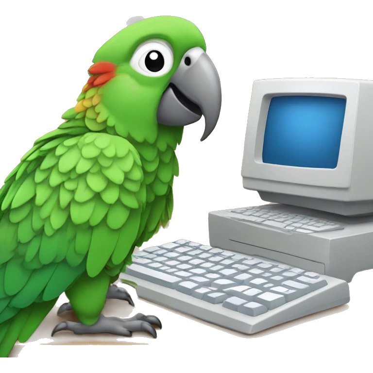 parrot picking a computer keyboard emoji