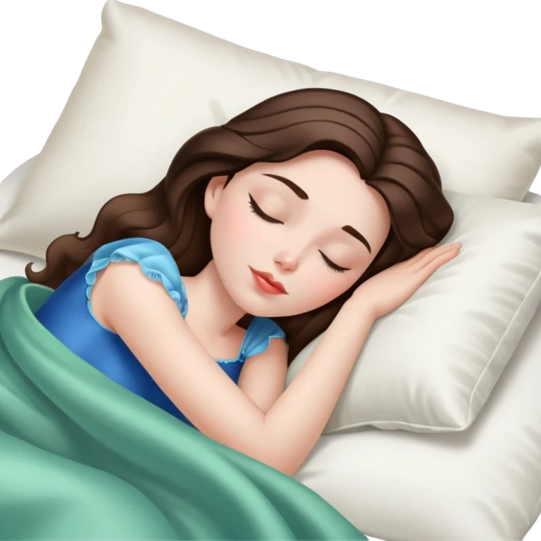 sleeping beauty brunette white girl with a silk pillow emoji