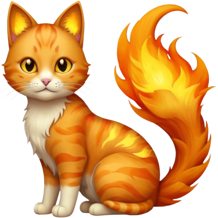 a cat with fire on the tail emoji