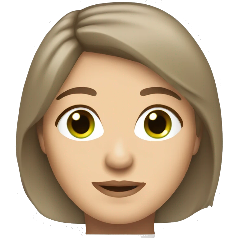 pretty middle age caucasian woman with brown hair and green eyes emoji