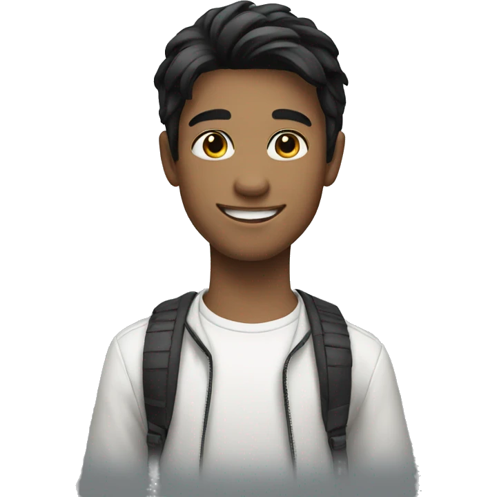 White smiling boy with black hair emoji