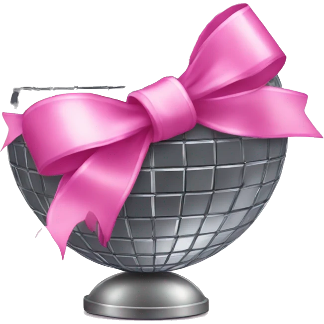 Disco ball with pink ribbon emoji