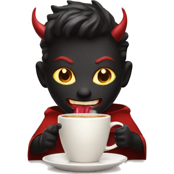 Little devil drinking coffee emoji