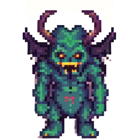 Bendy cartoon demon, pixel art style, retro video game look emoji