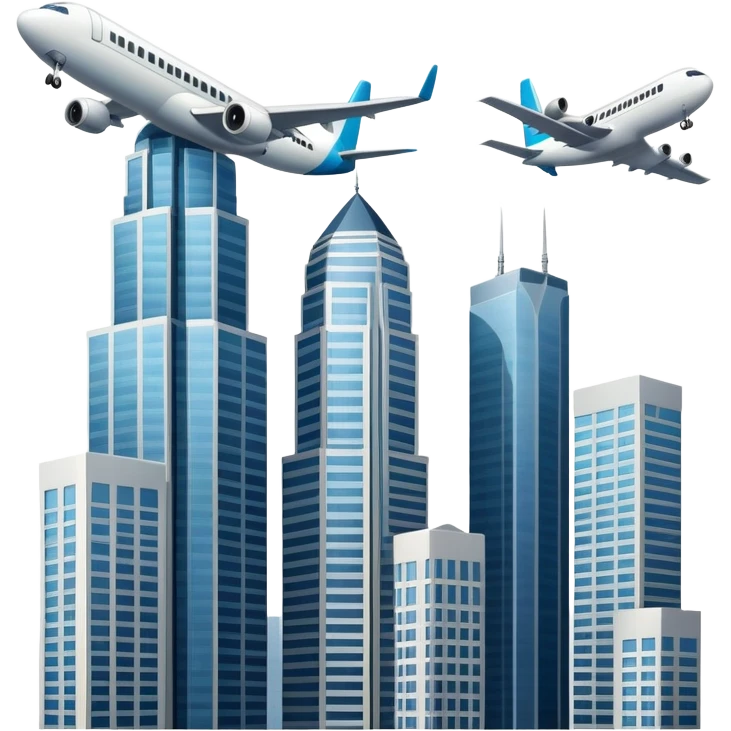 Plane with 2 buildings emoji
