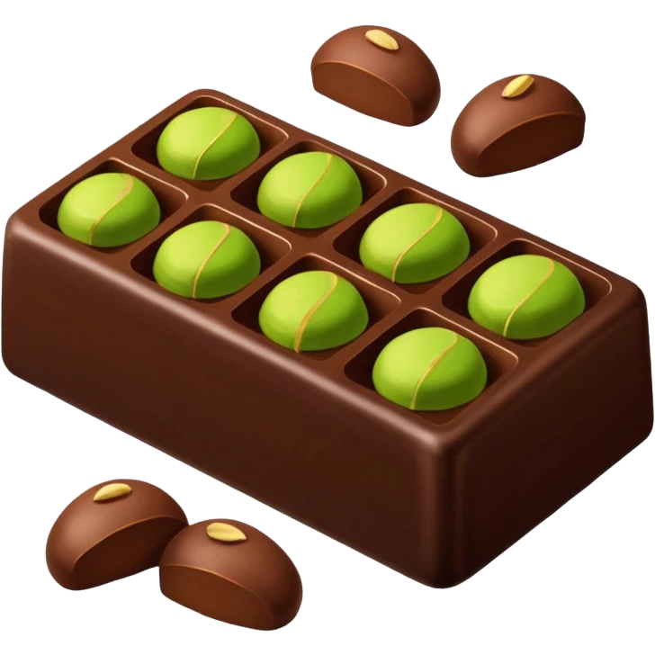 dubai chocolate with pistachio crunchy filling so delicious and irresistible green and brown  emoji
