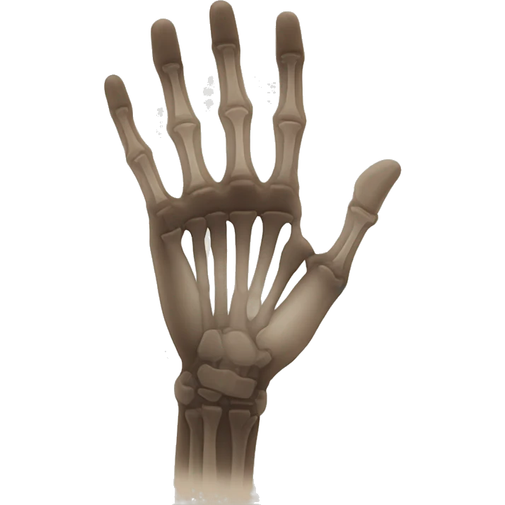 Brown tone X-ray of a hand emoji