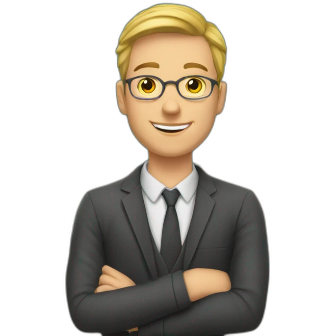 Young white male teacher in front of a blackboard emoji