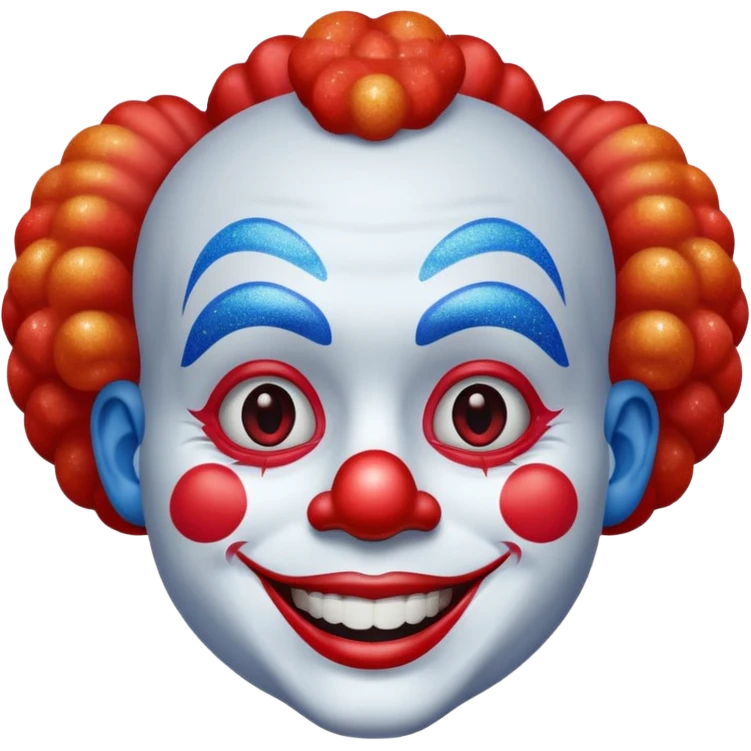 glitter red and blue clown emoji