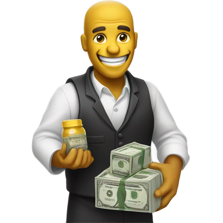 Menacing smile holding money and salt emoji