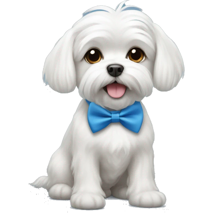 Maltese dog with a blue bow tie emoji