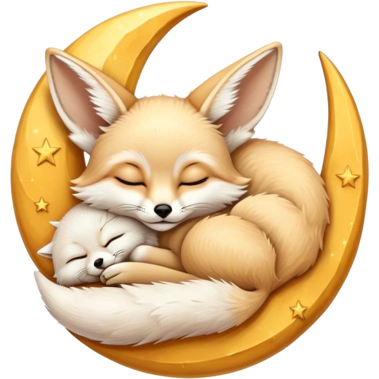 fennec sleeping on a moon sickle  emoji