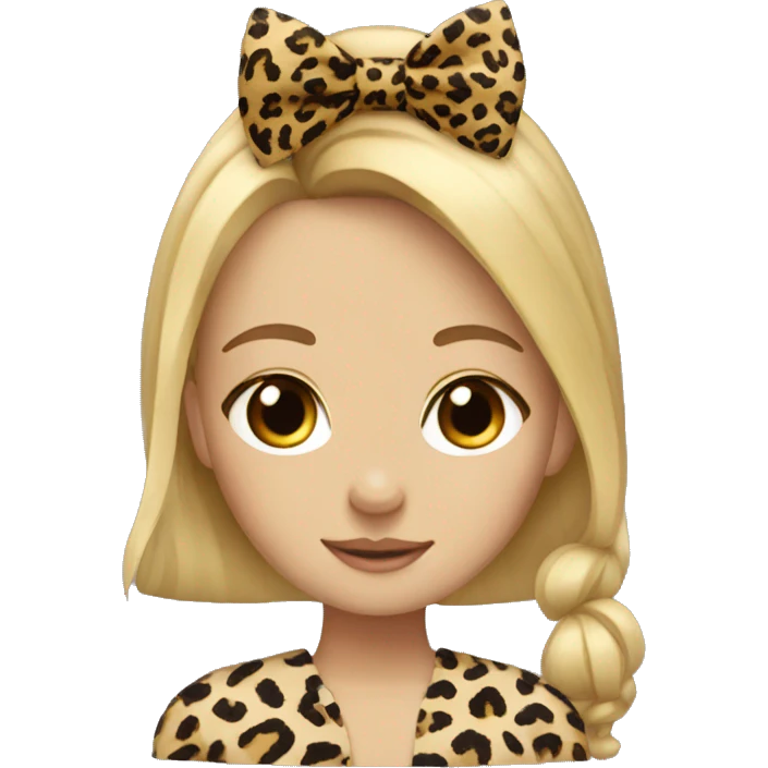 Blonde girl with leopard print bow emoji