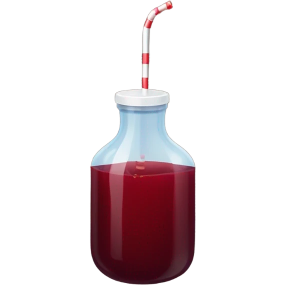 infusion bag with a straw with dark red liquid  emoji