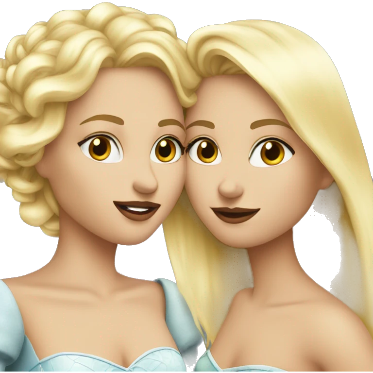 2 women princesses couple blonde kiss emoji