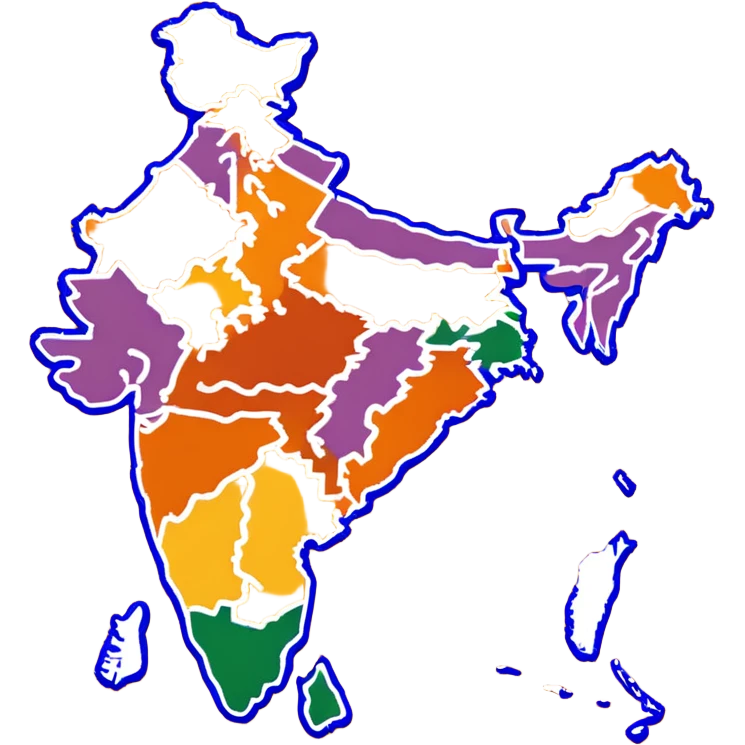 India map with saffron colour ( akhand Bharat ) with proper state emoji