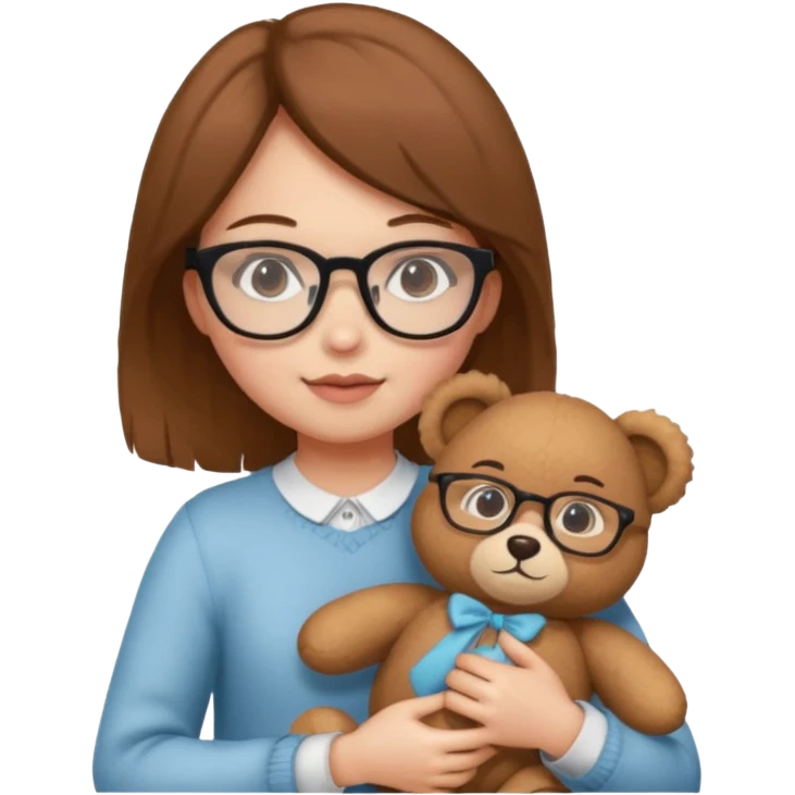 girl wearing glasses with teddy bear  emoji