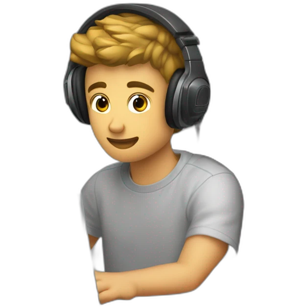Jeune homme de 21 ans qui joue sur son pc avec un casque gaming emoji