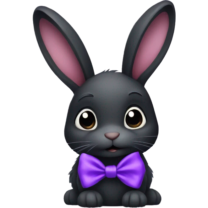 Black rabbit with purple bow emoji