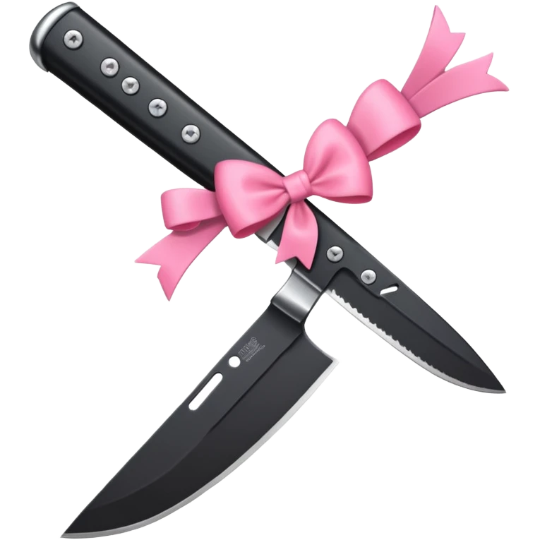 black knife with little pink bows around it emoji