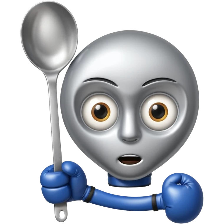 a spoon with eyes and boxe gloves emoji