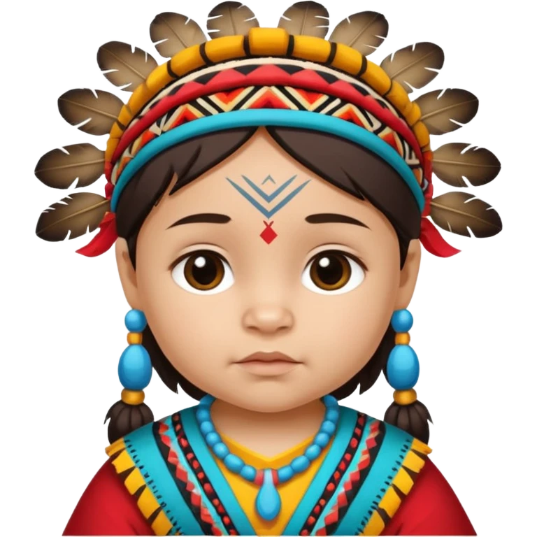 Indiozinho bebê meio branco. com características de índio roupinha de índio rosto também lindo bonitinho  emoji