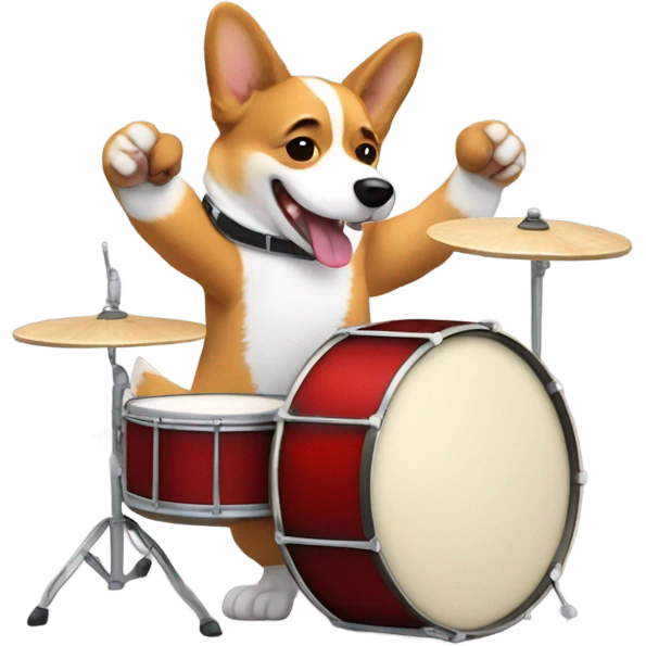 Corgi playing drums emoji