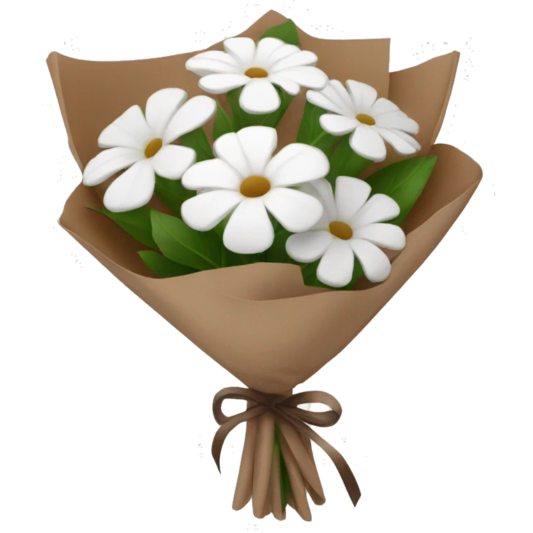 White bouquet with brown wrapping emoji