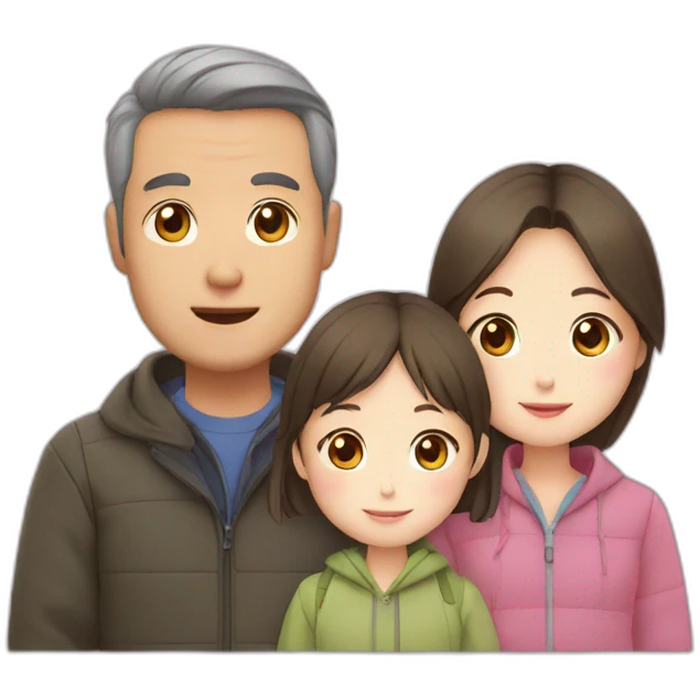 Dad and two daughters in Japan emoji