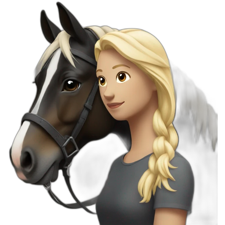Cheval noir et fille blonde emoji
