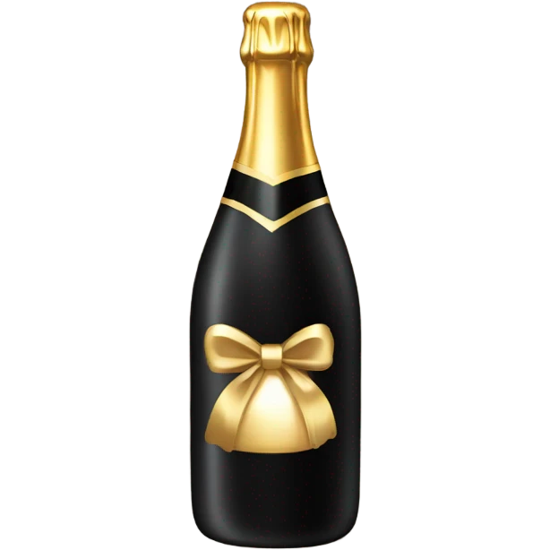 black champagne bottle with gold bow emoji