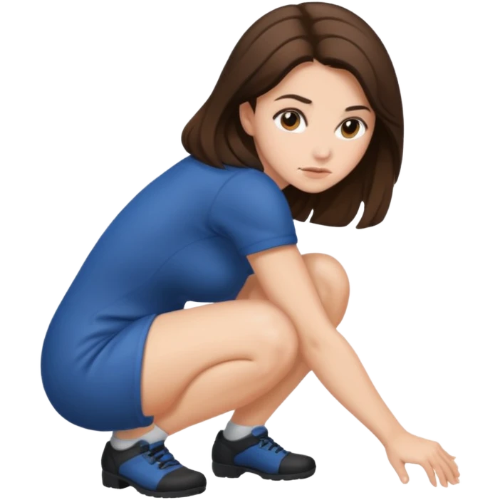 crouching emoji woman brunette emoji