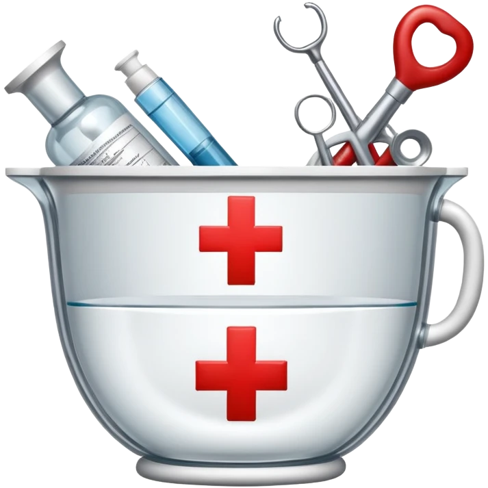 An icon featuring The Hygeia Vessel, a red cross, symbolizing medicine. The design includes medical tools and symbols, representing healthcare, diagnosis, and healing practices. Transparent background highlights the profession and study of medicine. emoji
