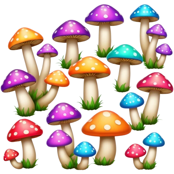 psychedelic colored hippie style mushrooms emoji