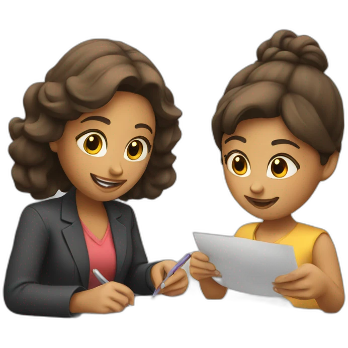 two women filling paperwork emoji