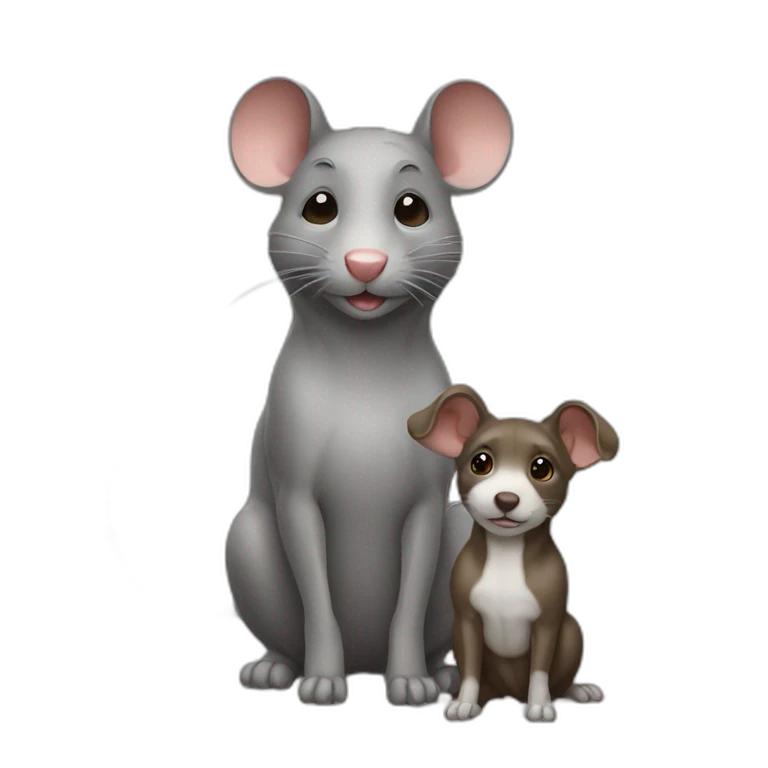 Un rat avec un chien emoji