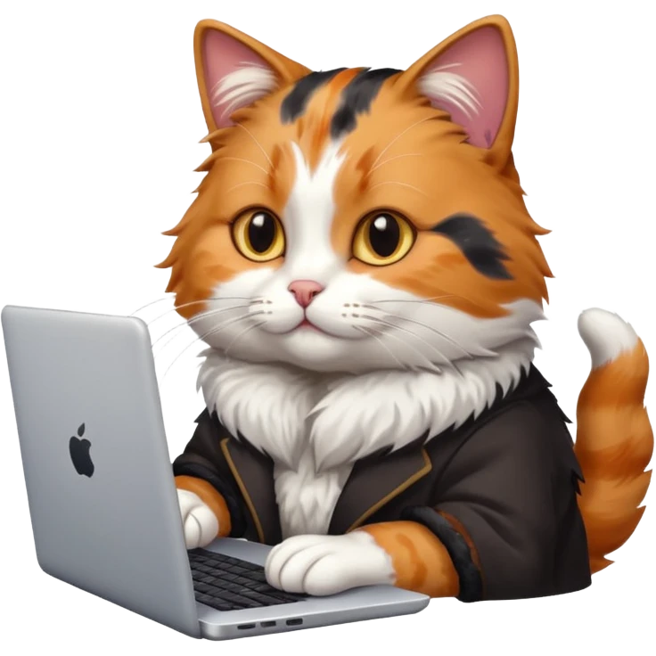 busy cat typing on laptop emoji